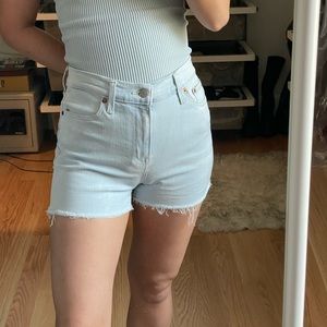 Levi’s light wash high rise denim shorts